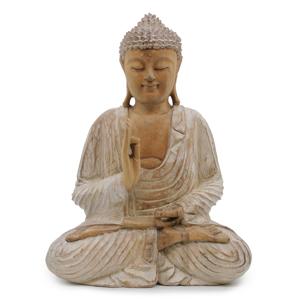 Buddha Statue Whitewash - 40cm Teaching Transmission