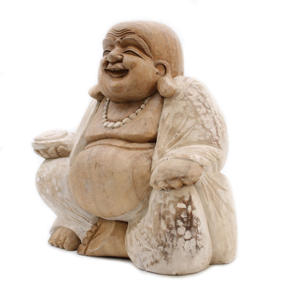 Happy Buddha - Whitewash 30cm