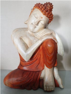 Hand Carved Buddha Statue - 30cm Thinking