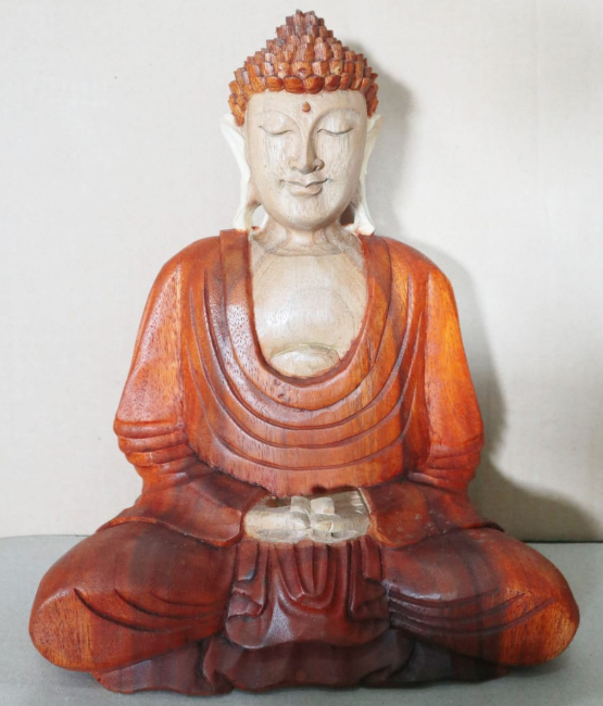 Hand Carved Buddha Statue - 30cm Hand Down