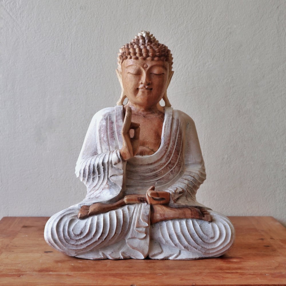 Buddha Statue Whitewash - 40cm Teaching Transmission