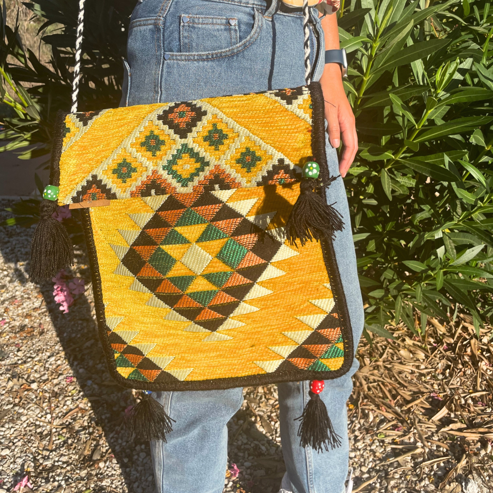 Yellow Kilim Messenger Festival Bag