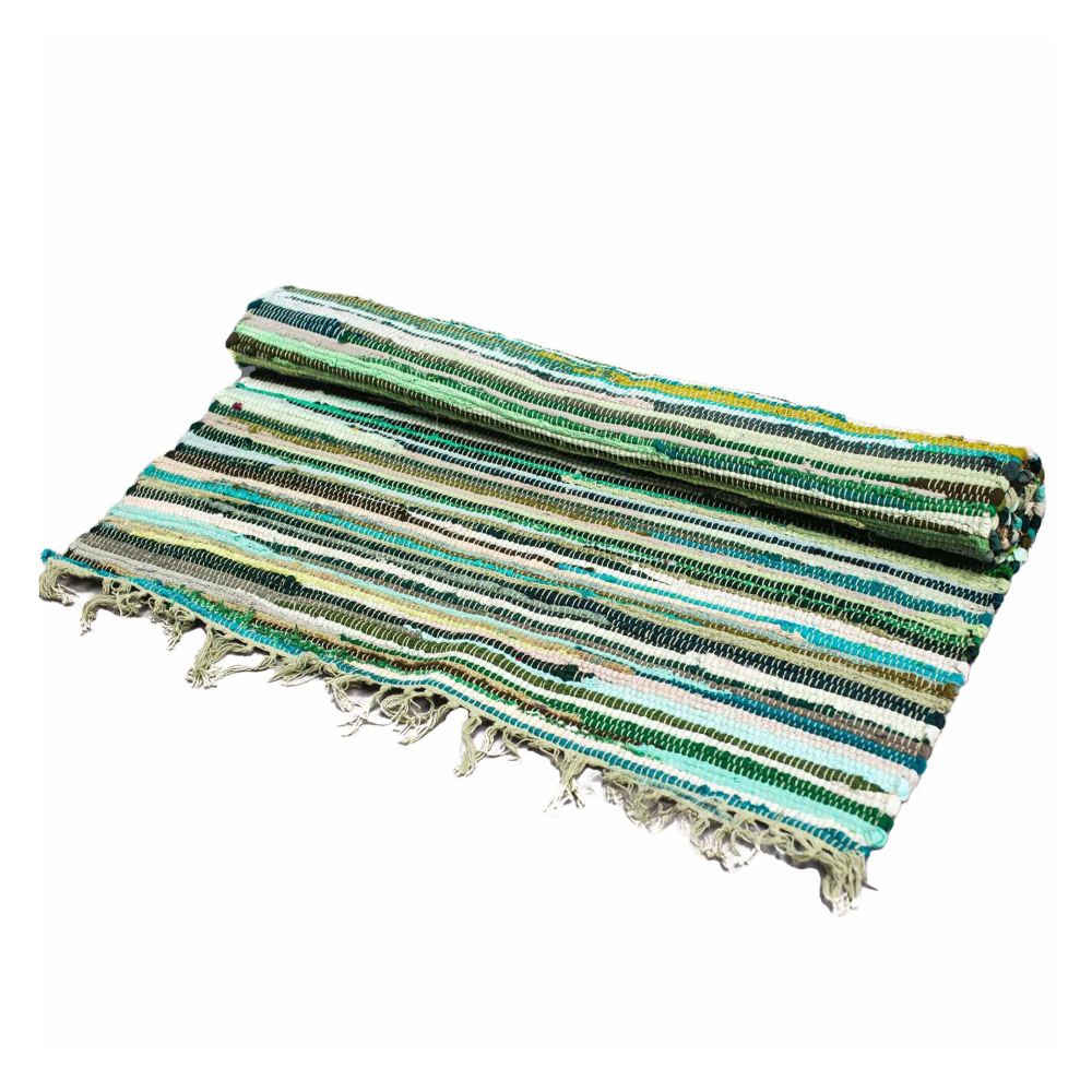 Large Rag Rug - 150x90cm - premium quality - Natural Greens