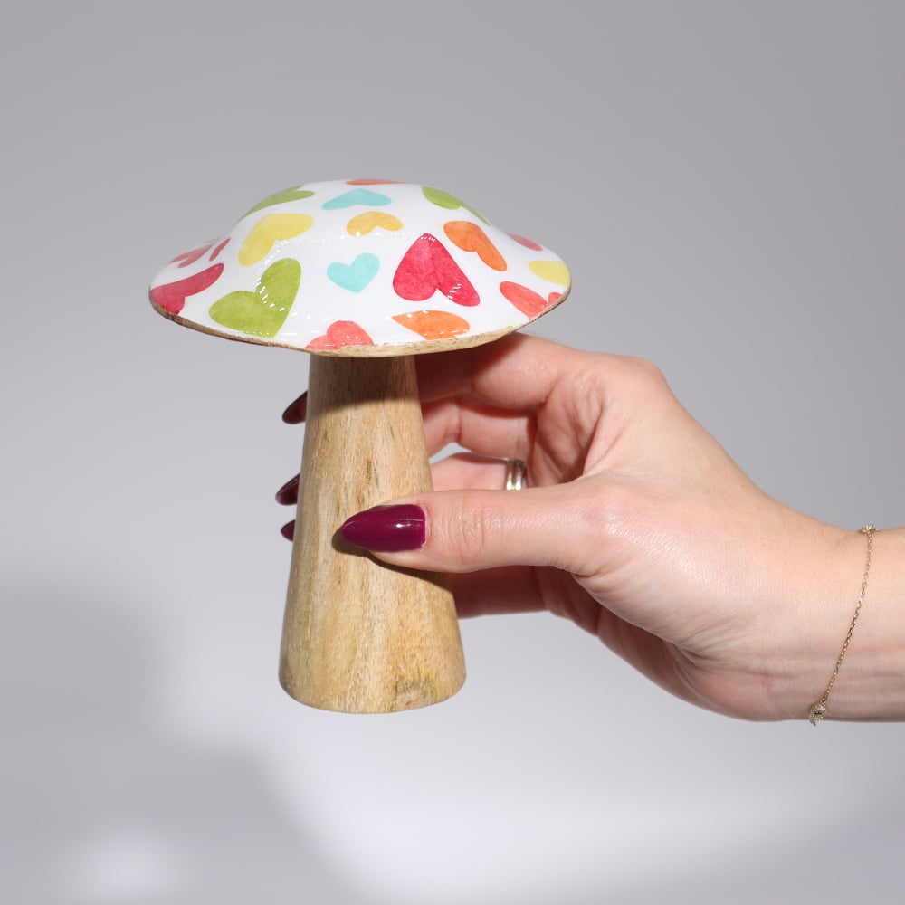 Small Wooden Mushroom - Pretty Floral