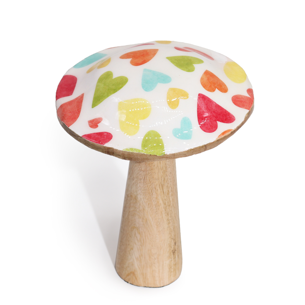 Med Wooden Mushroom - Pastel Hearts