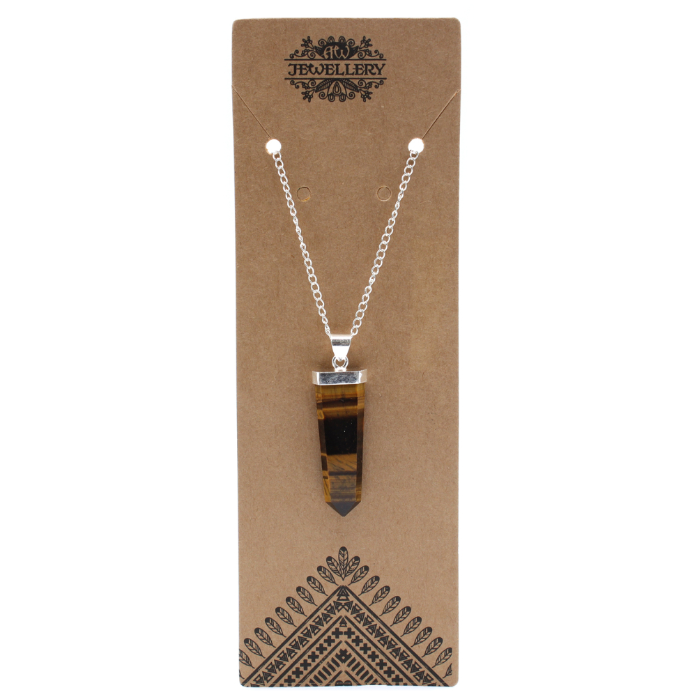 Gemstone Flat Pencil Pendant - Tiger Eye