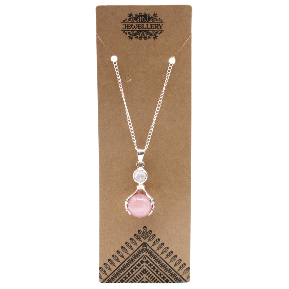 Gemstone Healing Hands Pendant - Rose Quartz