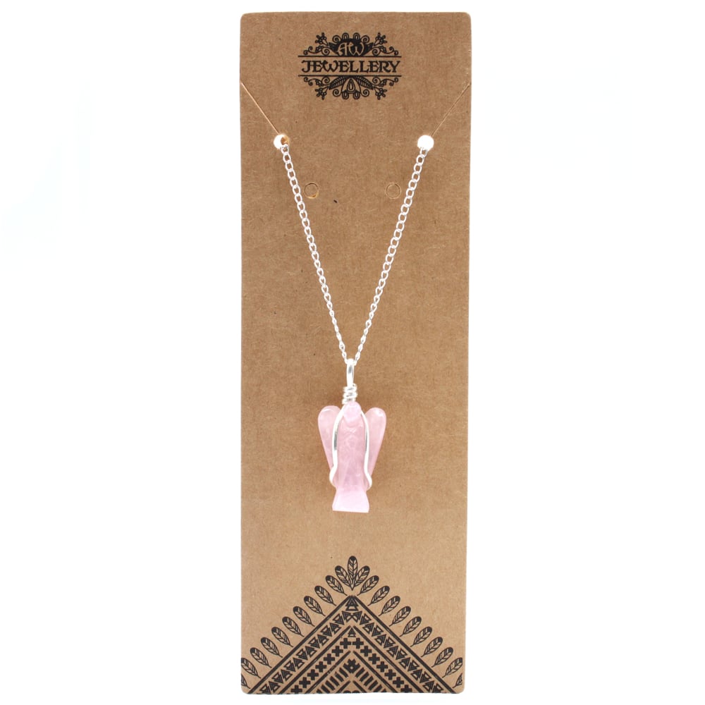 Gemstone Guardian Angel Pendant - Rose Quartz