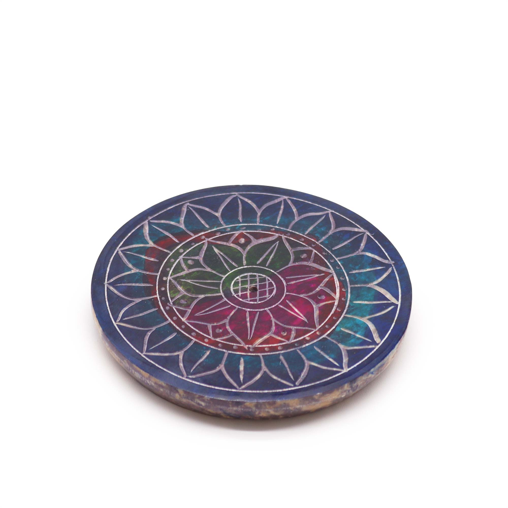 Soapstone Disc Incense Holder - Lotus in Lotus