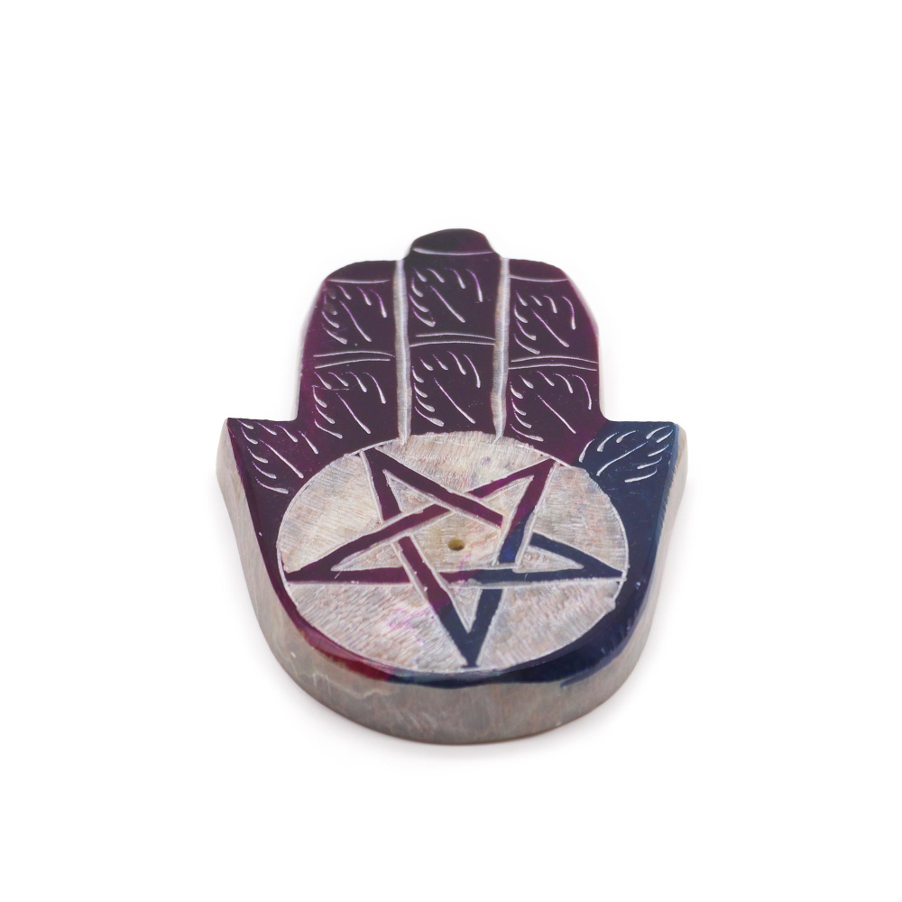 Soapstone Hamsa Incense Holder - Pentagon