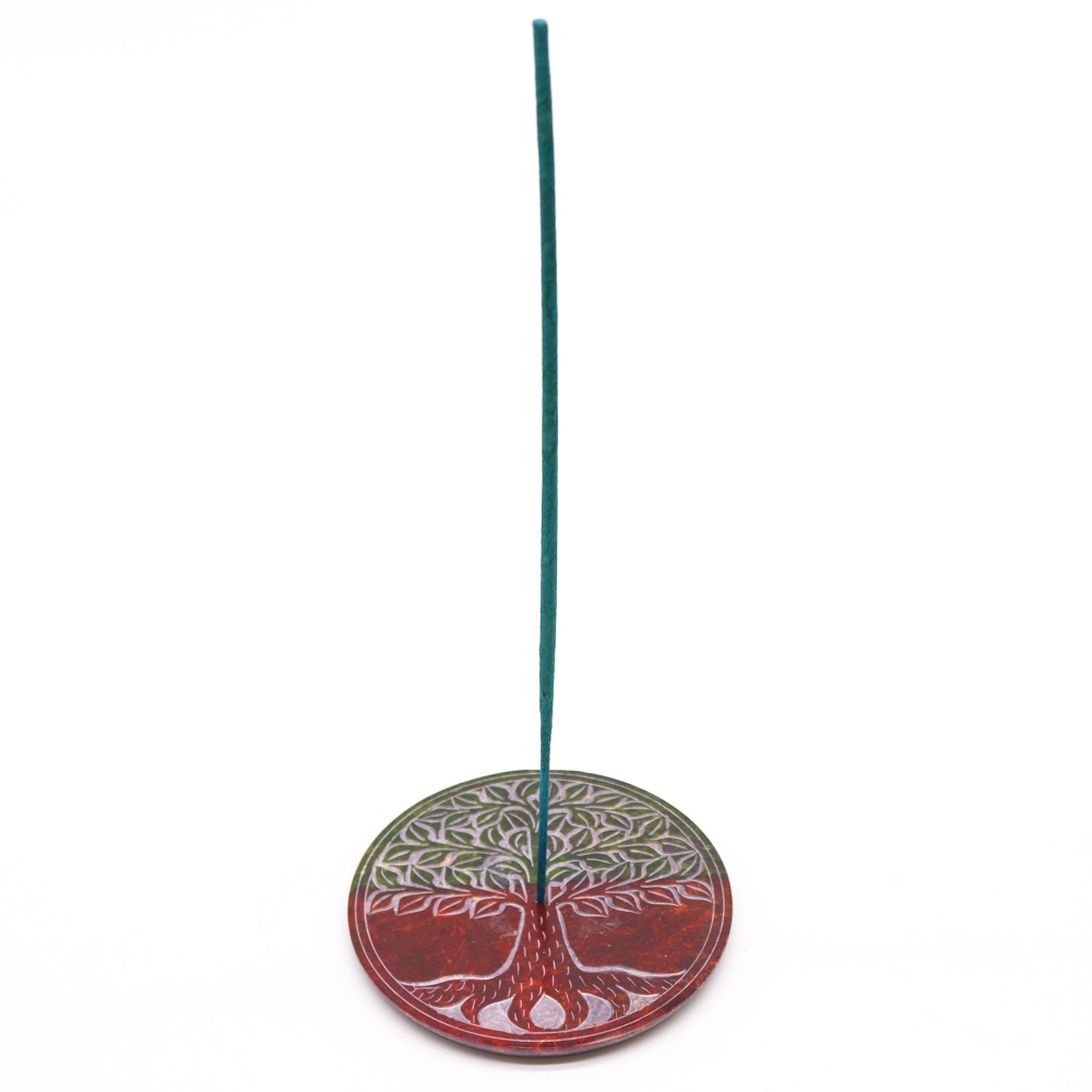 Soapstone Disc Incense Holder - Tree of Life