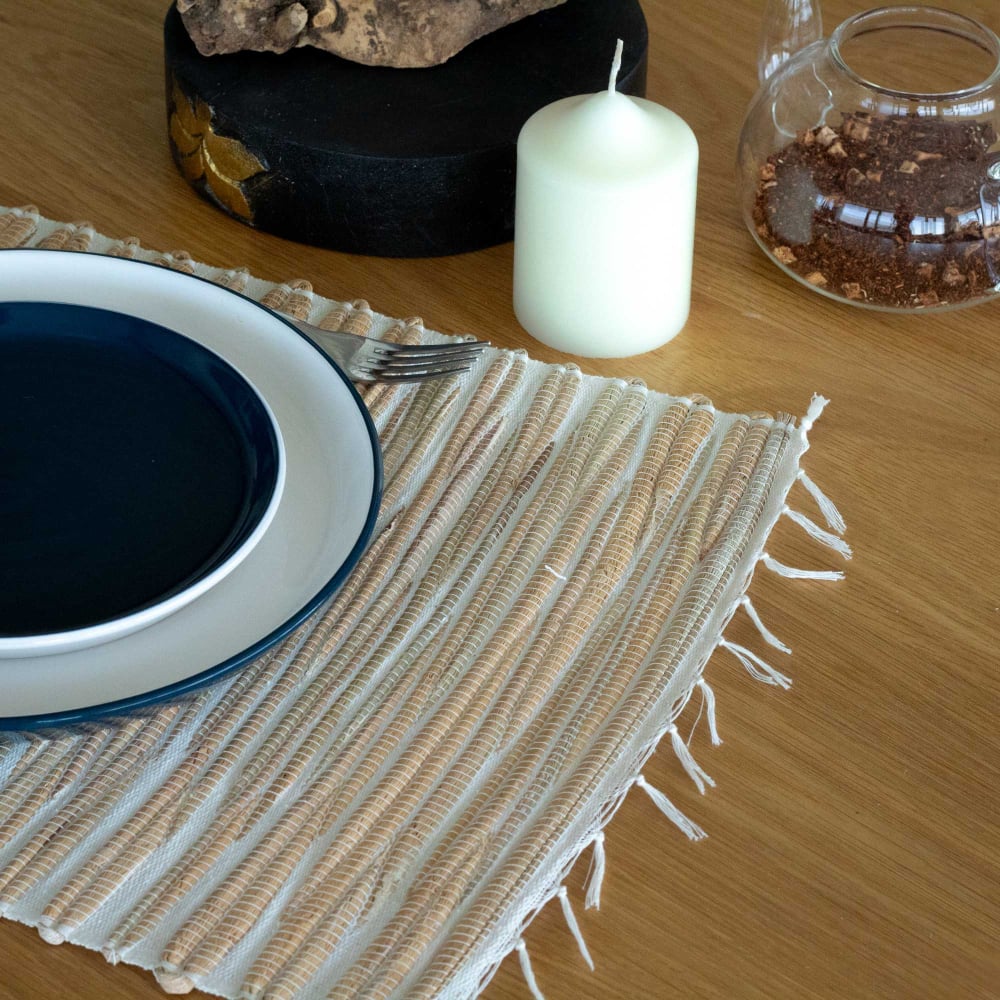 Water Hyacinth Natural Placemat - Natural Tiger with Fringe