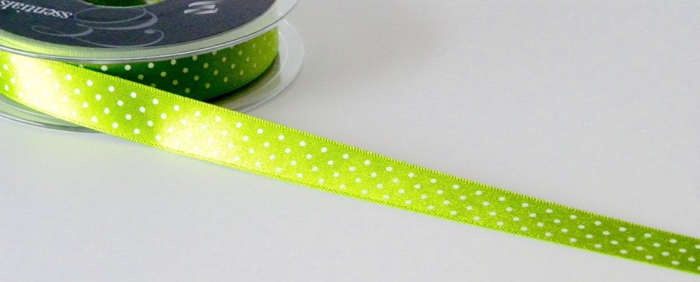 15mm Micro Dot Ribbon - Green