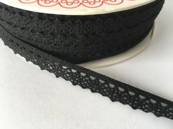 Scalloped Edge Lace Trim 10mm - Black