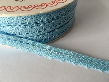 Scalloped Edge Lace Trim 10mm - Baby Blue
