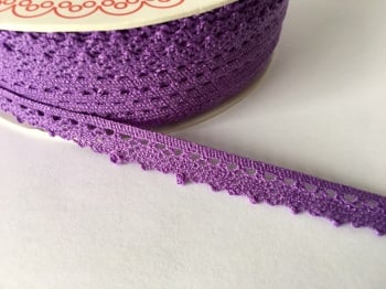Scalloped Edge Lace Trim 10mm - Purple