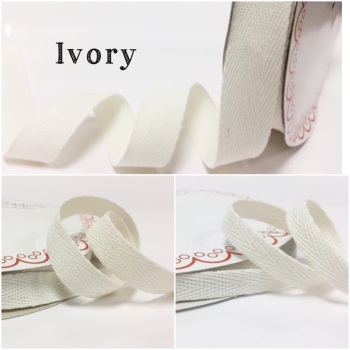 Ivory Cotton Herringbone Twill - 3 Widths
