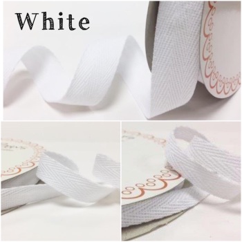 White Cotton Herringbone Twill - 3 Widths