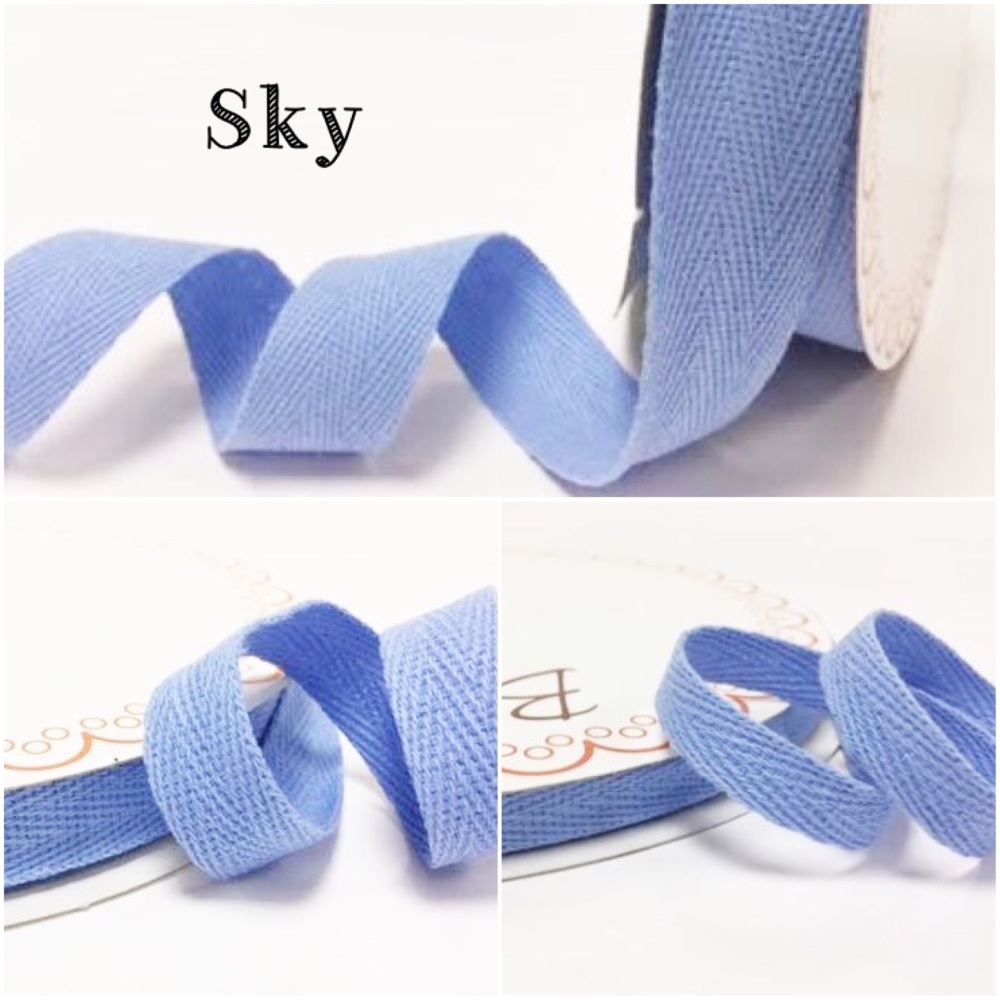 Sky Blue Cotton Herringbone Twill - 3 Widths