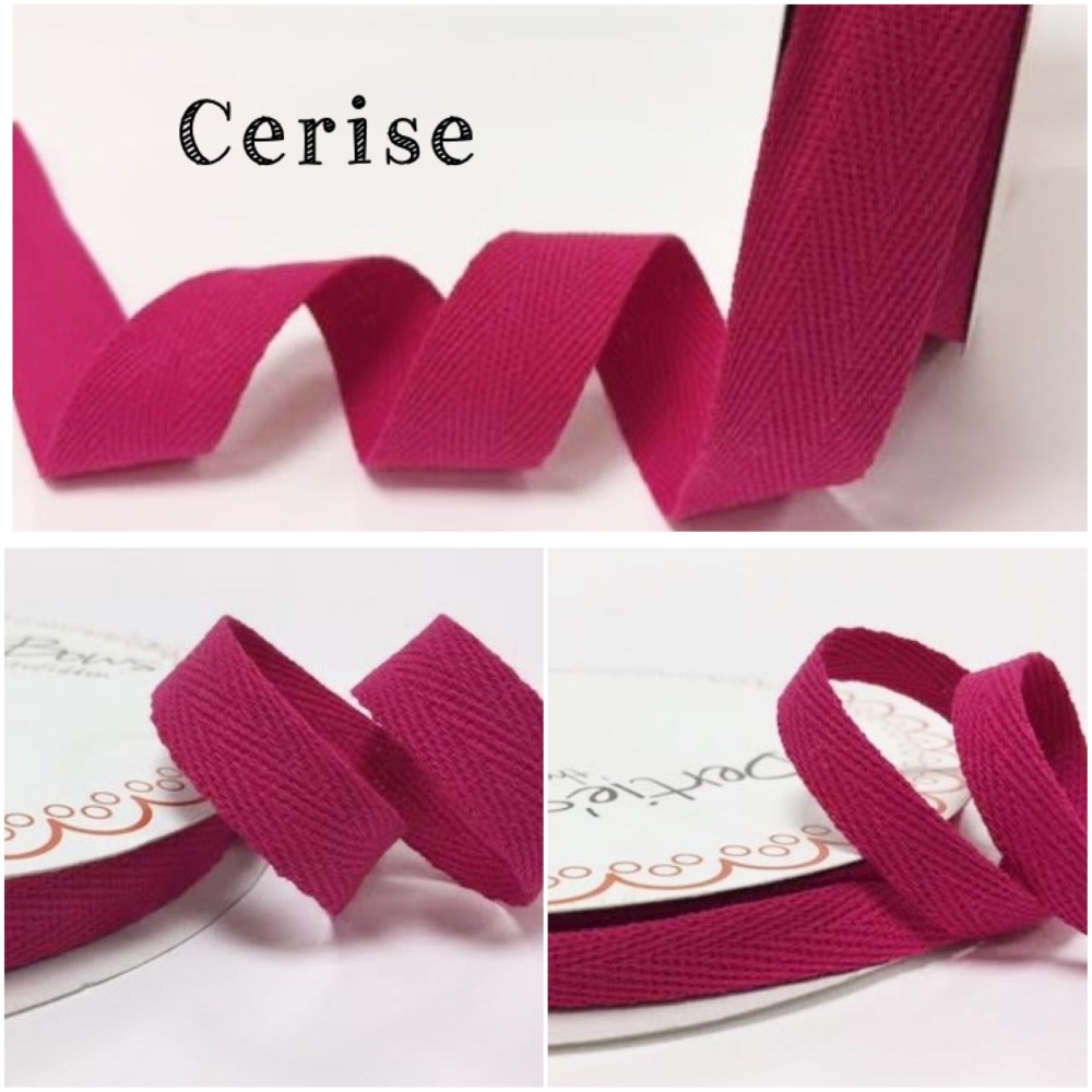 Cerise Cotton Herringbone Twill - 3 Widths