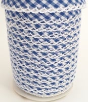 Royal Blue 12mm Pre-Folded Gingham Bias Binding with Lace Edge
