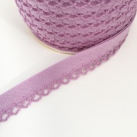 Lilac 12mm Pre-Folded Plain Bias Binding with Lace Edge