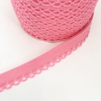 Mid Pink 12mm Pre-Folded Plain Bias Binding with Lace Edge