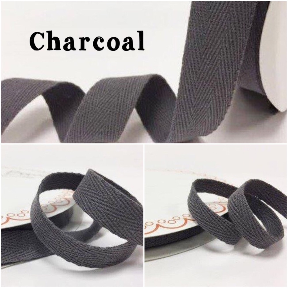 Charcoal Cotton Herringbone Twill - 3 Widths