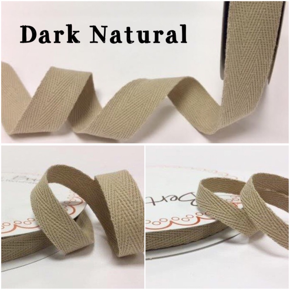 Dark Natural Cotton Herringbone Twill - 3 Widths