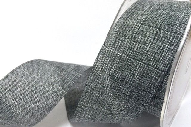 Faux Linen Ribbon 25mm and 38mm - Charcoal