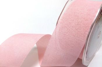 Faux Linen Ribbon 25mm - Pale Pink
