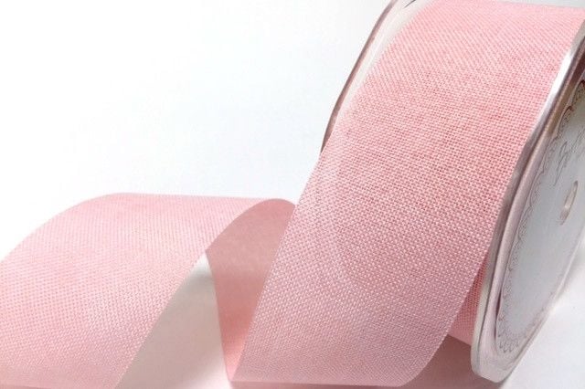 Faux Linen Ribbon 25mm and 38mm - Pale Pink