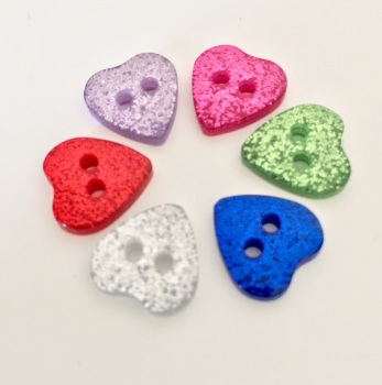 10mm Glitter Heart Buttons