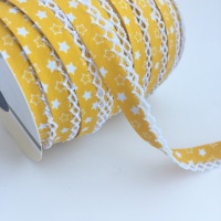 12mm Pre-Folded Star Bias Binding with Lace Edge - Yellow