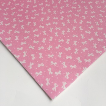 Ditsy Bows - Pink - Felt Backed Fabric