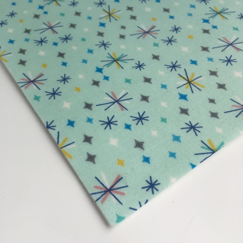 Lewis and Irene So Darling! - Retro Stars on Mint - Felt Backed Fabric