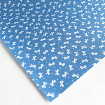 Ditsy Bows - Blue - Felt Backed Fabric