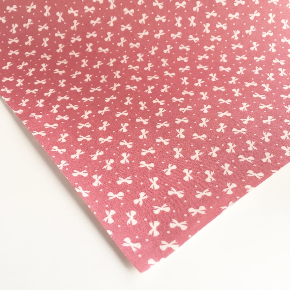 Ditsy Bows - Dusty Pink - Felt Backed Fabric