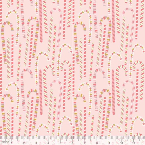 Blend Fabrics - Kringle's Sweet Shop - Candy Canes Forest Pink