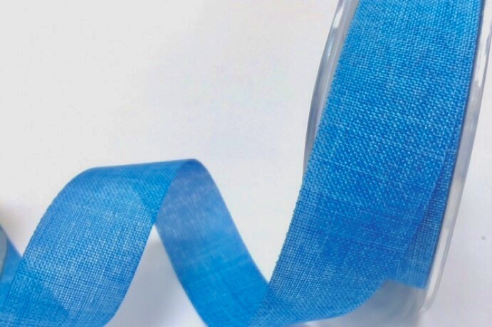 Faux Linen Ribbon 25mm - Turquoise