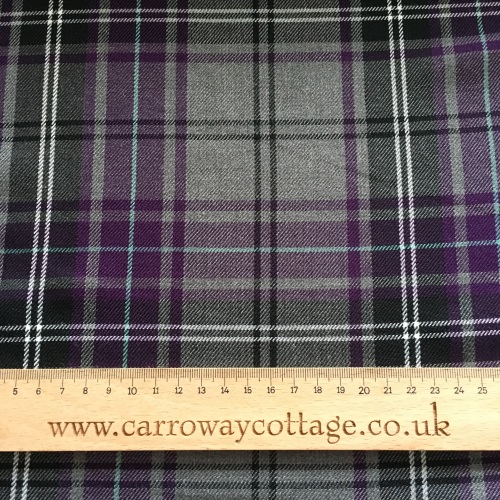 Tartan - Grey and Purple Plaid - Felt Backed Fabric