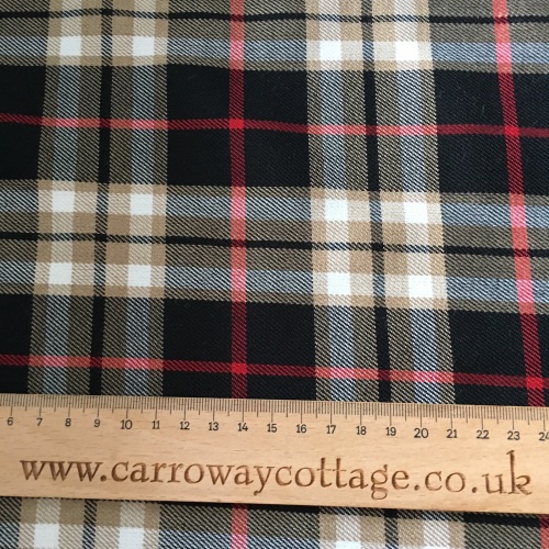 Tartan - Black and Beige Plaid - Felt Backed Fabric