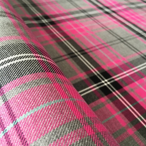 Polyviscose Tartan - Pink and Grey Plaid