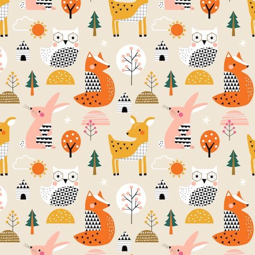 Geo Forest by Dashwood Studio - Animals - Felt Backed Fabric