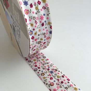 30mm Floral Bias Binding - Cerise, Pink and Olive 