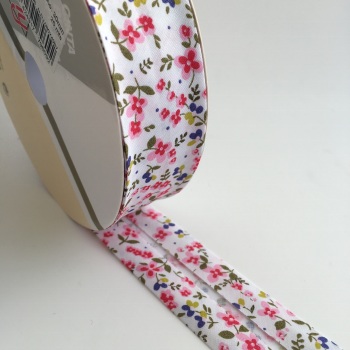 30mm Floral Bias Binding - Pink and Lupin