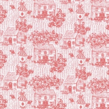 Lecien Loyal Heights - Strawberry Cottages - Felt Backed Fabric
