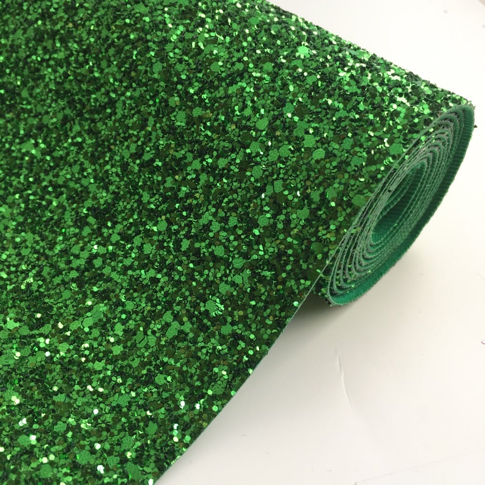 Premium Chunky Glitter Fabric - Emerald Green