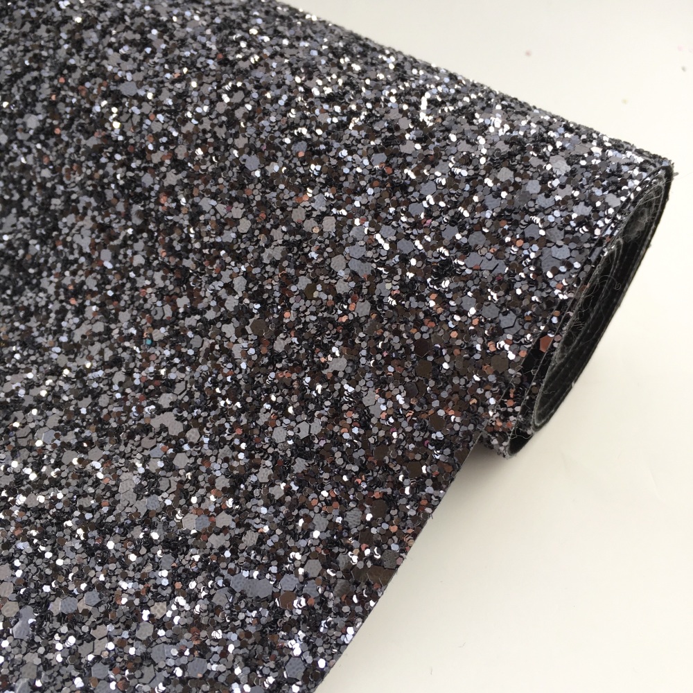 Premium Chunky Glitter Fabric - Gunmetal