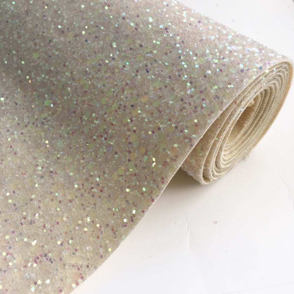 Premium Chunky Glitter Fabric - Ivory